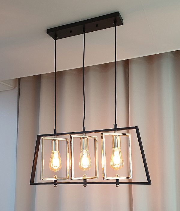 폴딩 3등 펜던트 주방식탁조명 식탁등 (골드)